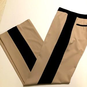 Khaki and black slacks